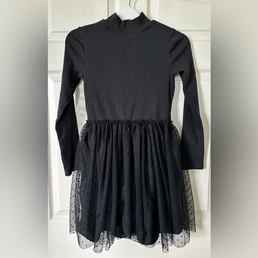 GAP Kids Black Tulle Sheer Long Sleeve Dress Size XL